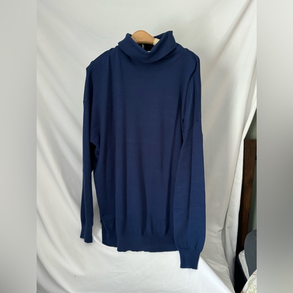 Royal blue turtleneck sweater. NWOT, size XL, tunic length